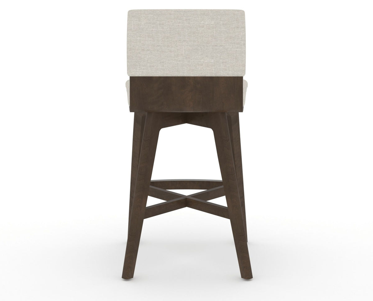 Canadel Downtown Swivel Counter or Bar Stool 8142 in TB Fabric and 29 Hazelnut Washed, back view