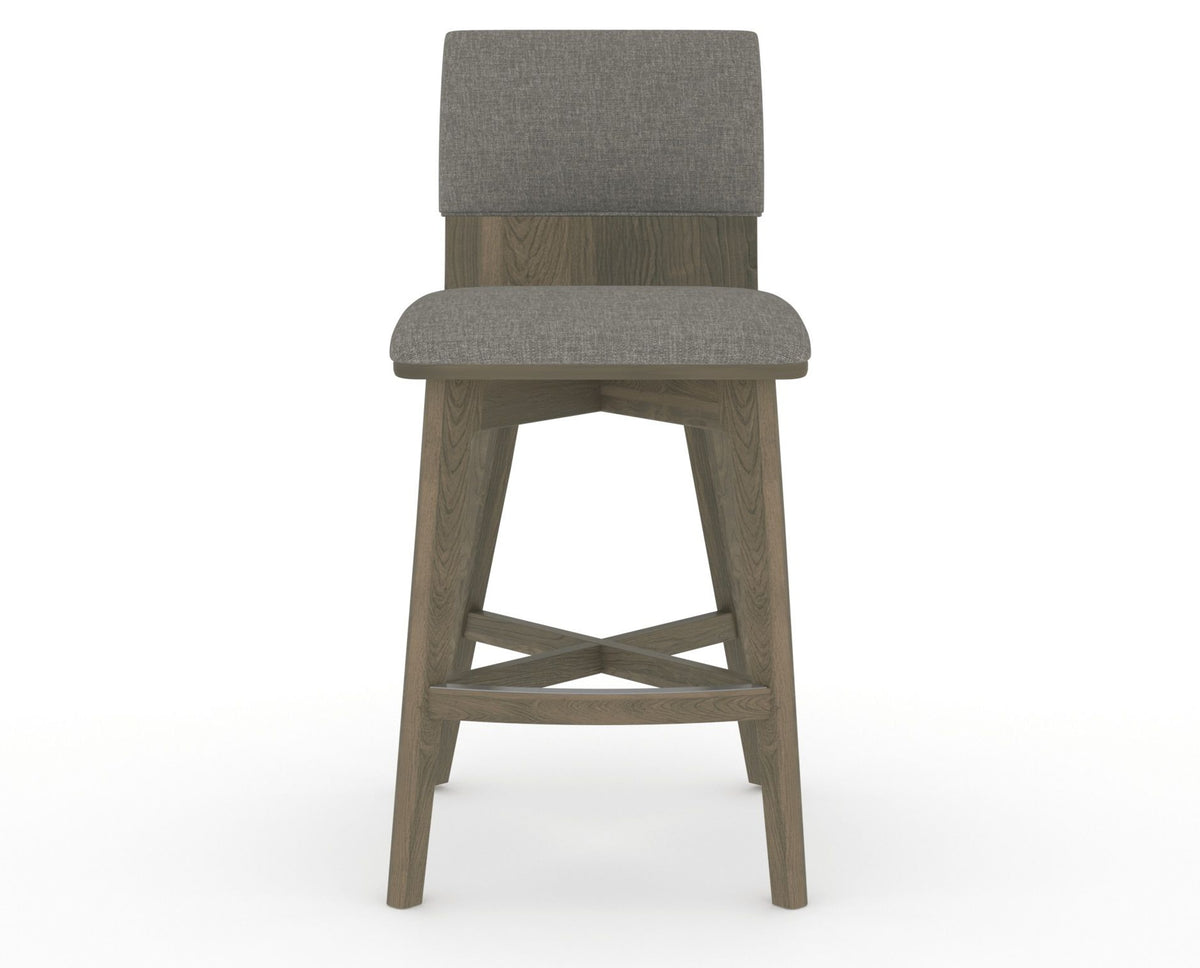 Canadel Downtown Swivel Counter or Bar Stool 8142 in TN Fabric and 08 Shadow, front view