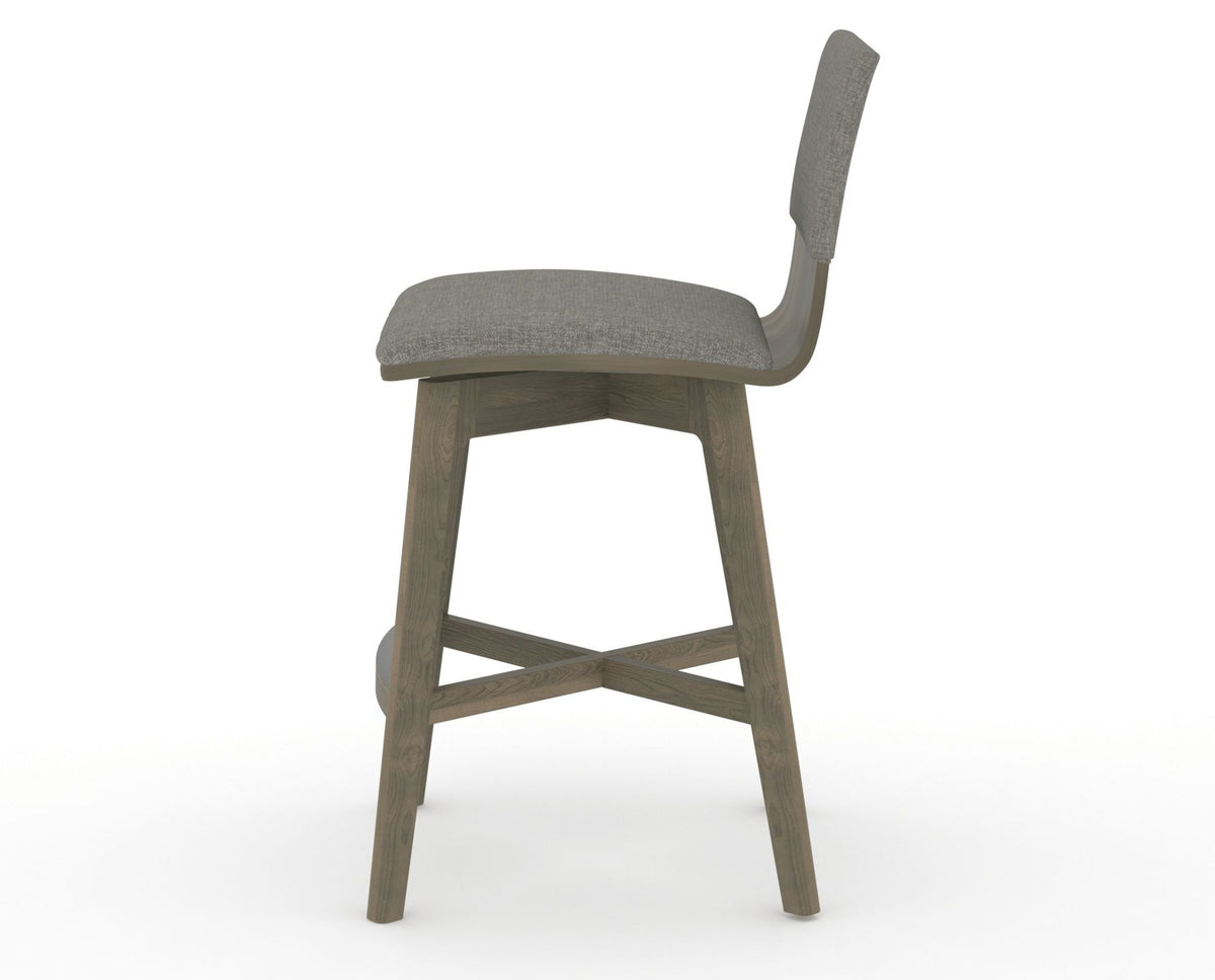 Canadel Downtown Swivel Counter or Bar Stool 8142 in TN Fabric and 08 Shadow, side view