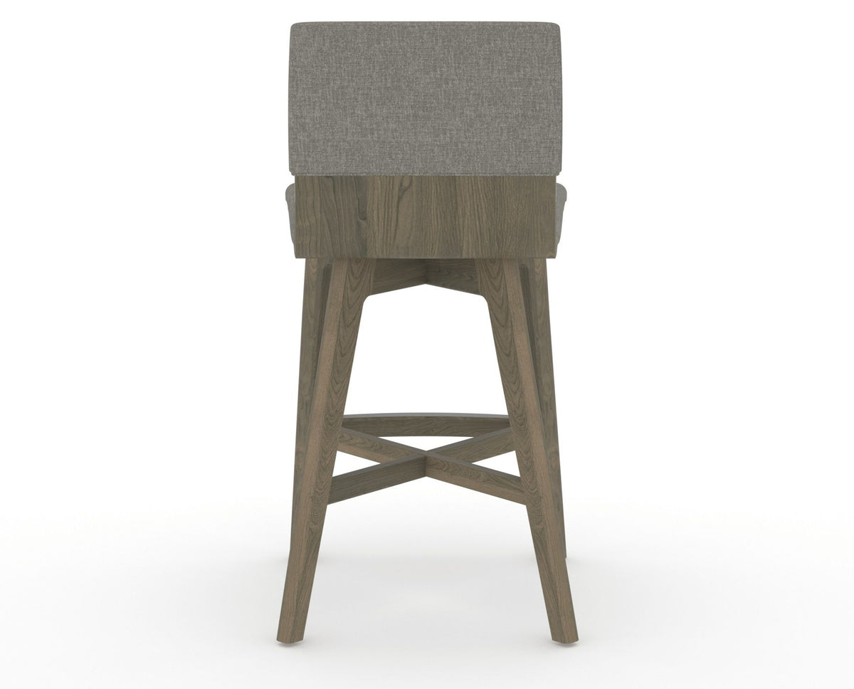 Canadel Downtown Swivel Counter or Bar Stool 8142 in TN Fabric and 08 Shadow, back view