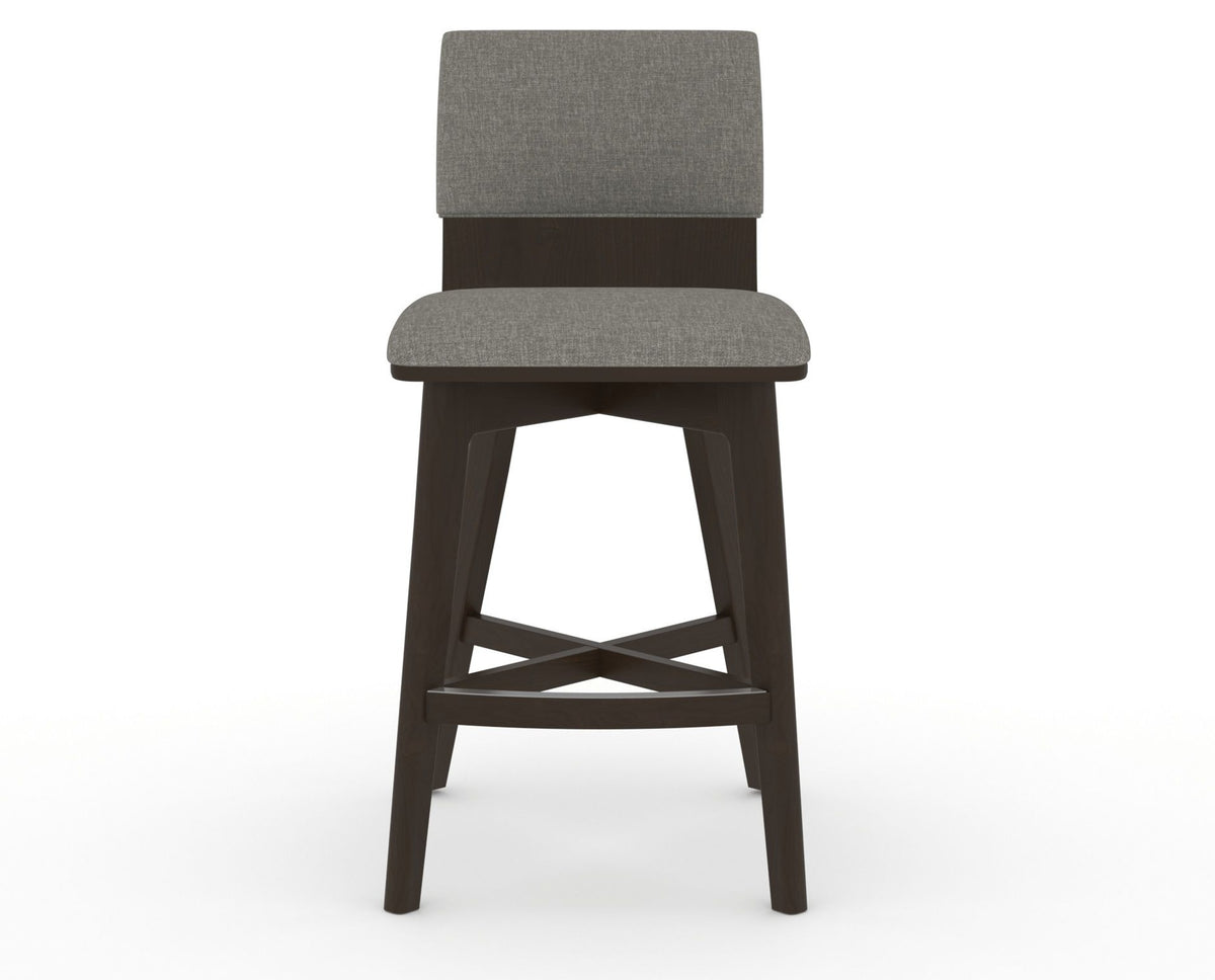 Canadel Downtown Swivel Counter or Bar Stool 8142 in TN Fabric and 59 Davy's Grey, front view