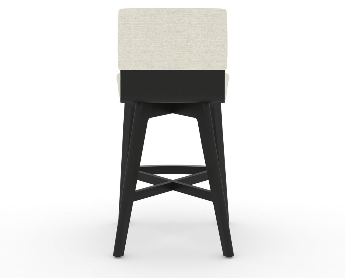 Canadel Downtown Swivel Counter or Bar Stool 8142 in TW Fabric and 05 Peppercorn Washed, back view
