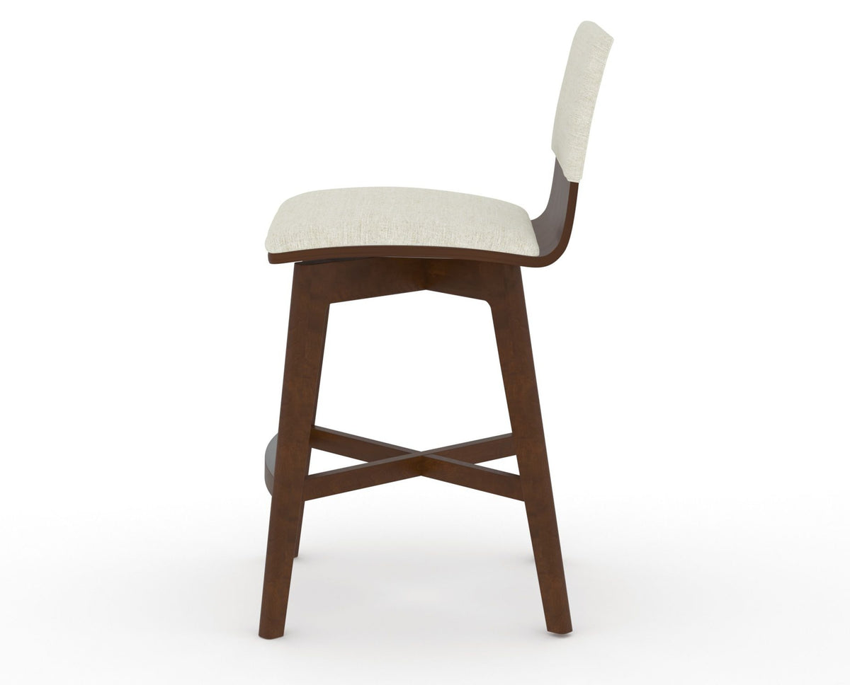Canadel Downtown Swivel Counter or Bar Stool 8142 in TW Fabric and 19 Cognac Washed, side view