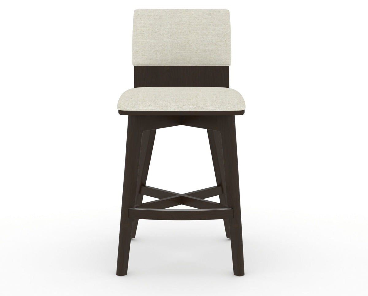 Canadel Downtown Swivel Counter or Bar Stool 8142 in TW Fabric and 59 Davy's Grey, front view