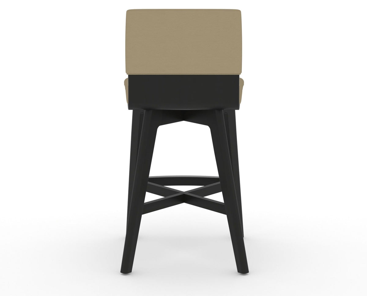 Canadel Downtown Swivel Counter or Bar Stool 8142 in XY Faux Leather and 05 Peppercorn Washed, back view