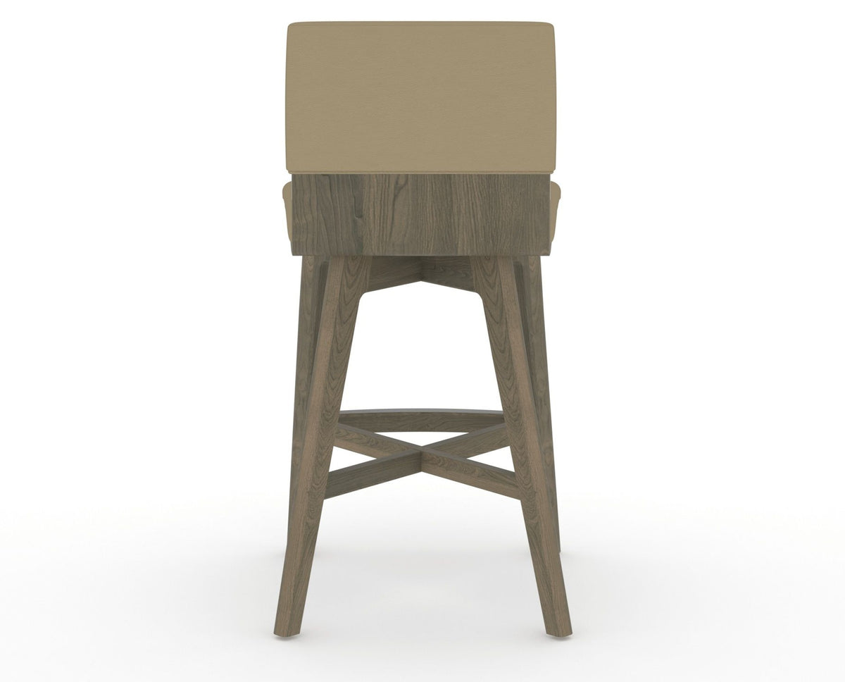 Canadel Downtown Swivel Counter or Bar Stool 8142 in XY Faux Leather and 08 Shadow, back view