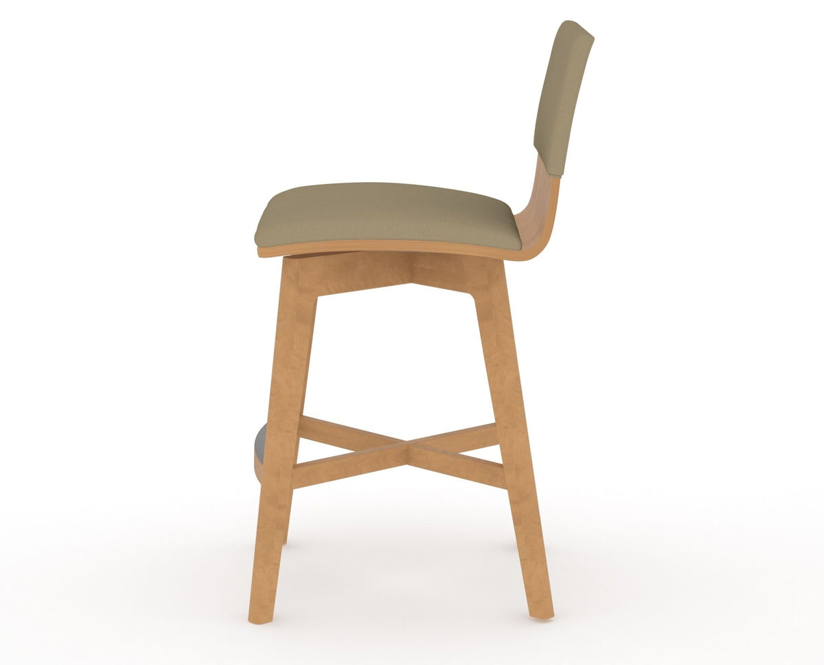 Canadel Downtown Swivel Counter or Bar Stool 8142 in XY Faux Leather and 20 Caramel Washed, side view