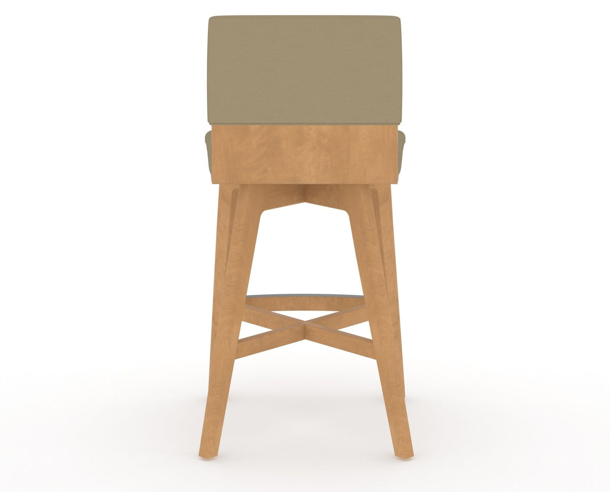 Canadel Downtown Swivel Counter or Bar Stool 8142 in XY Faux Leather and 20 Caramel Washed, back view