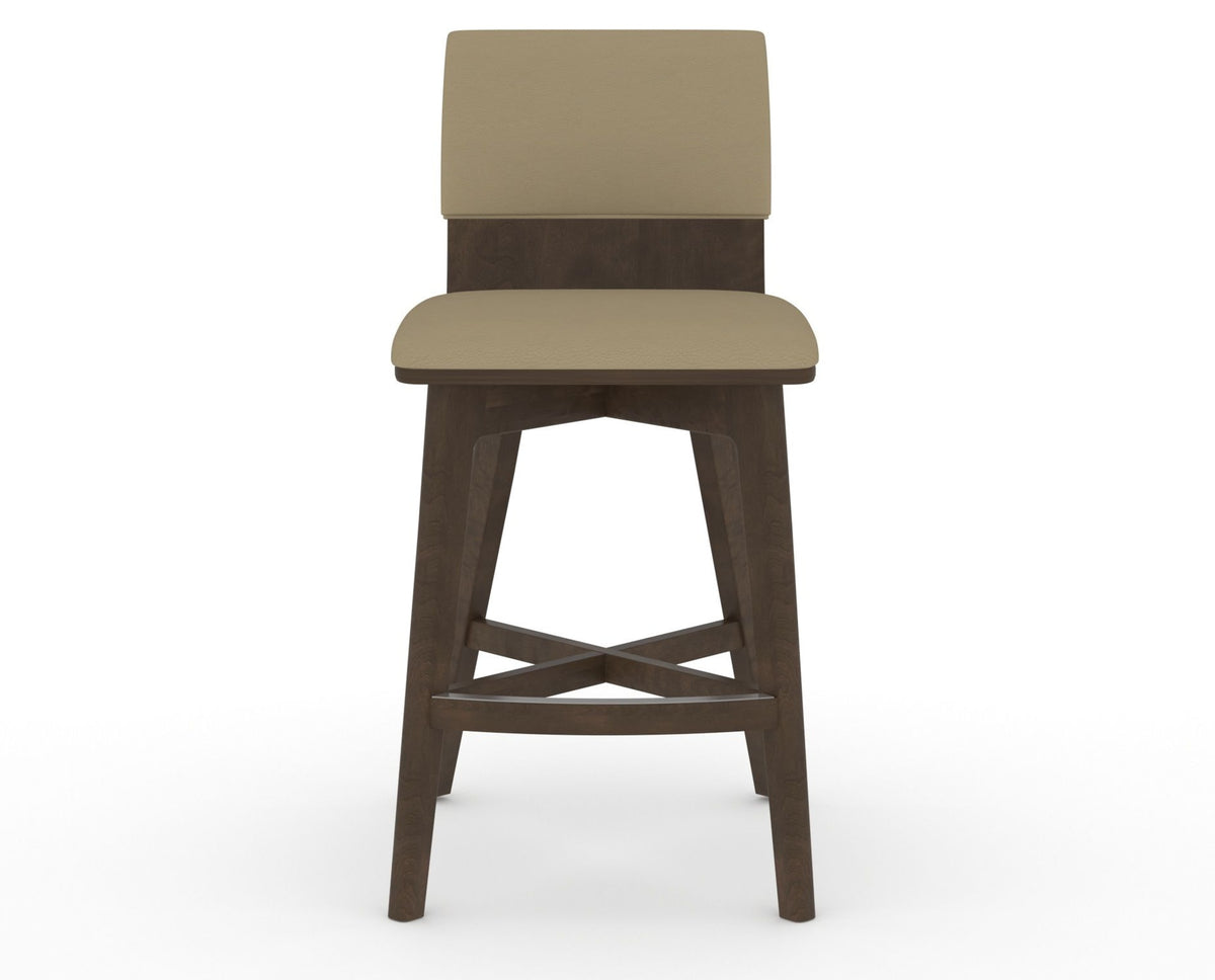 Canadel Downtown Swivel Counter or Bar Stool 8142 in XY Faux Leather and 29 Hazelnut Washed, front view