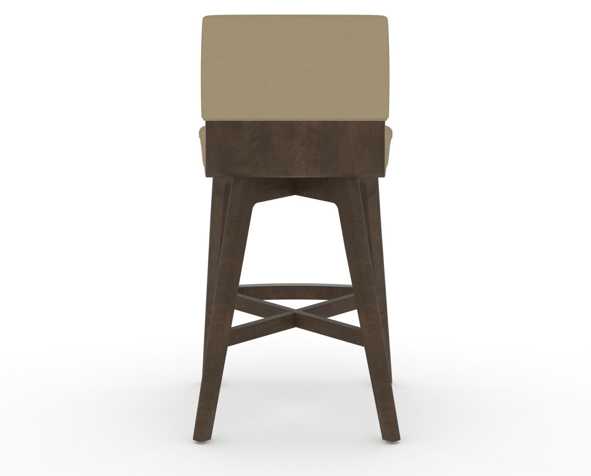 Canadel Downtown Swivel Counter or Bar Stool 8142 in XY Faux Leather and 29 Hazelnut Washed, back view
