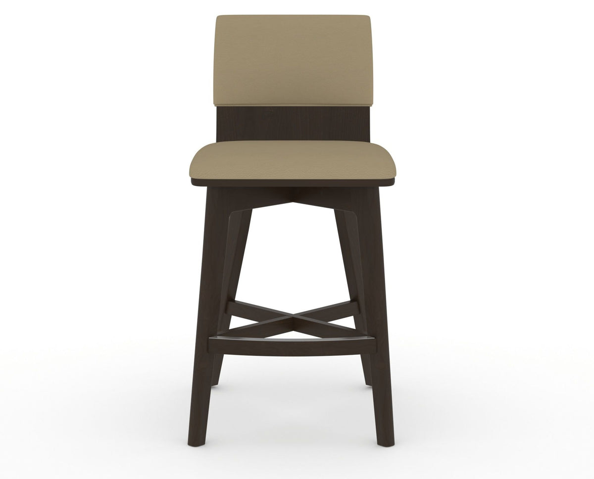 Canadel Downtown Swivel Counter or Bar Stool 8142 in XY Faux Leather and 59 Davy's Grey, front view