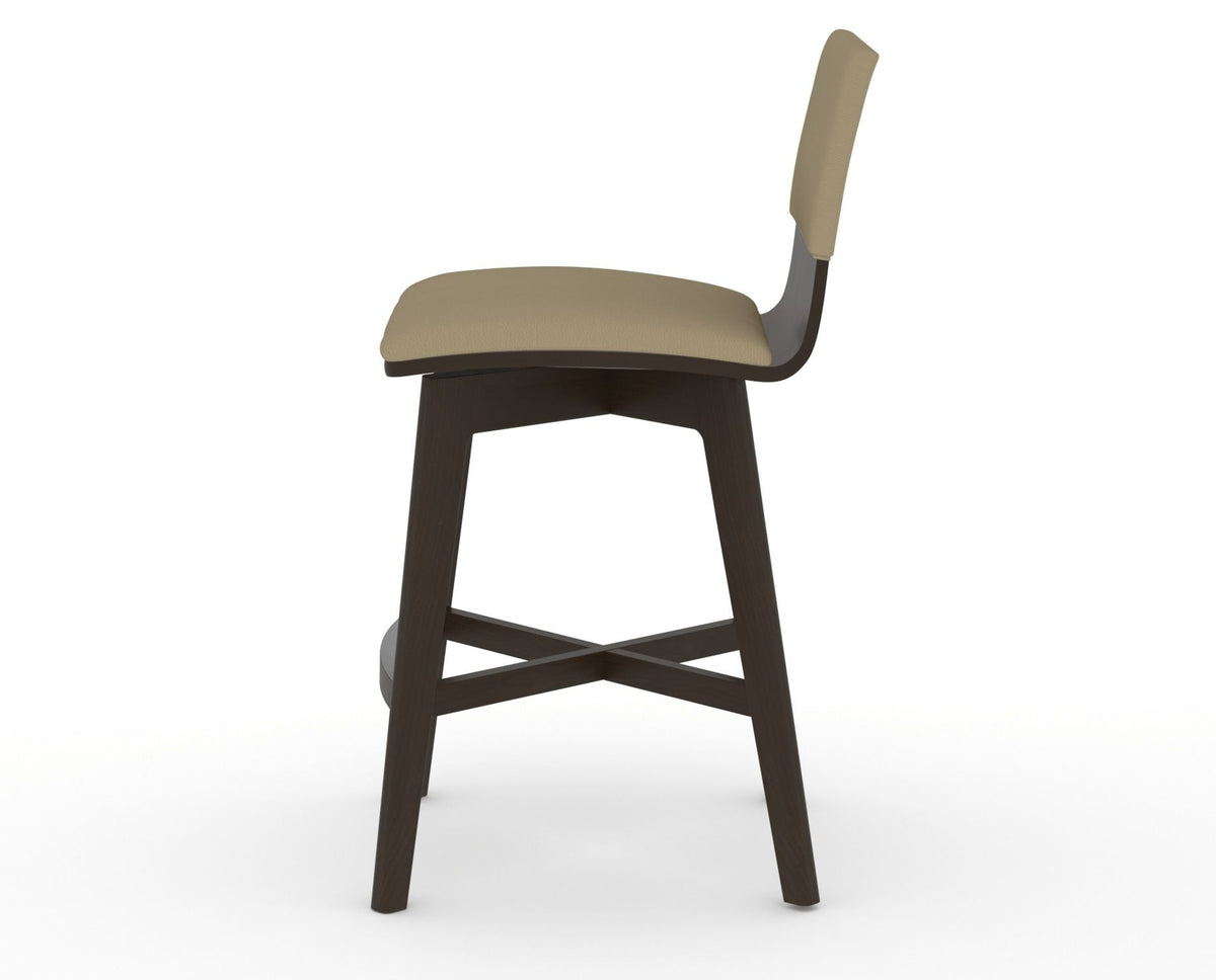 Canadel Downtown Swivel Counter or Bar Stool 8142 in XY Faux Leather and 59 Davy's Grey, side view