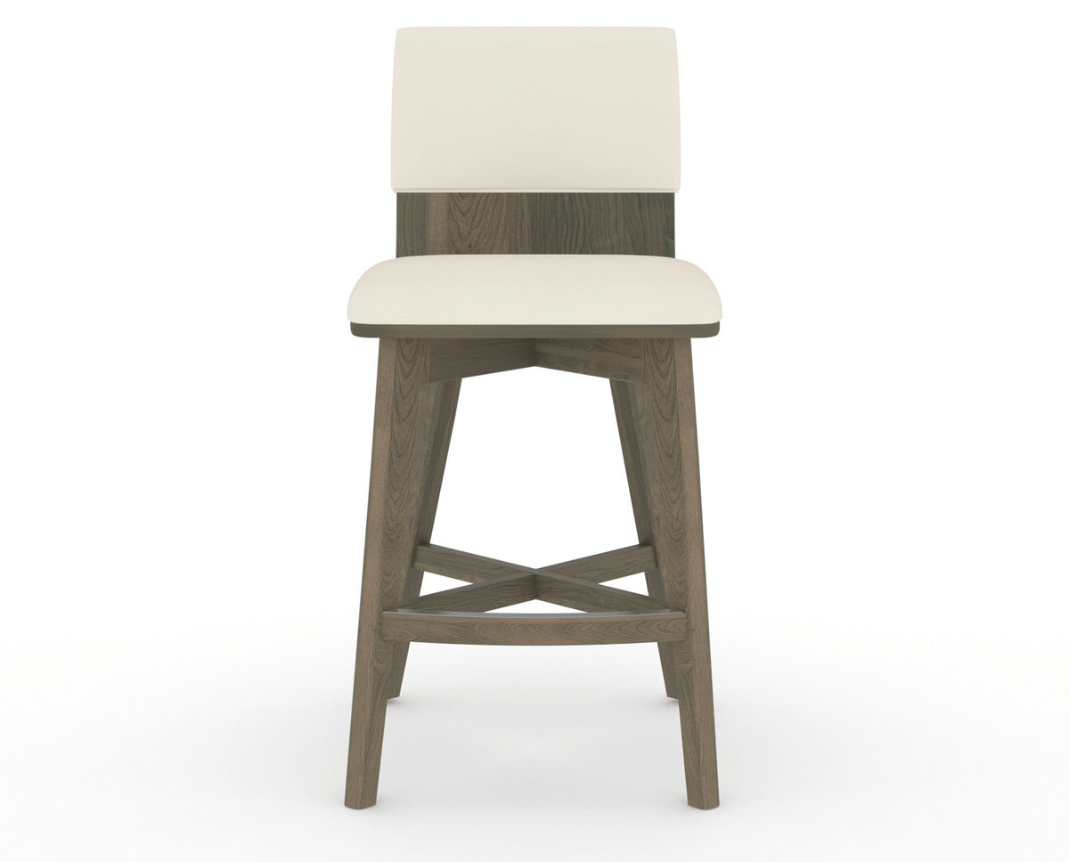 Canadel Downtown Swivel Counter or Bar Stool 8142 in YJ Faux Leather and 08 Shadow, front view