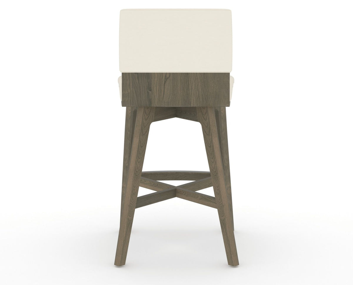 Canadel Downtown Swivel Counter or Bar Stool 8142 in YJ Faux Leather and 08 Shadow, back view