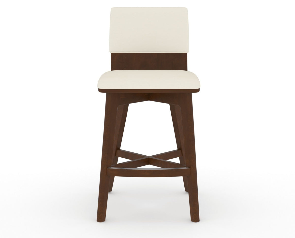 Canadel Downtown Swivel Counter or Bar Stool 8142 in YJ Faux Leather and 19 Cognac Washed, front view