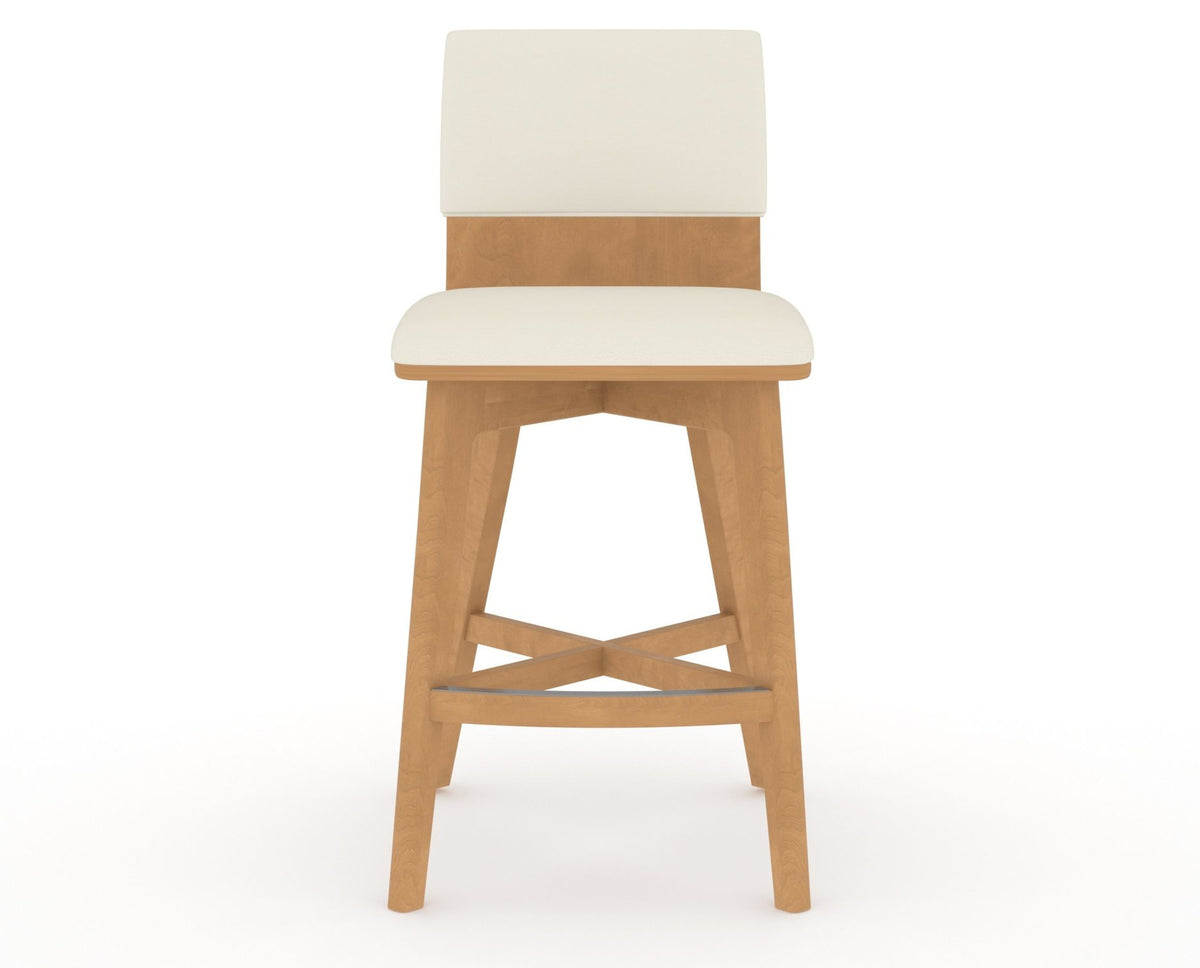 Canadel Downtown Swivel Counter or Bar Stool 8142 in YJ Faux Leather and 20 Caramel Washed, front view