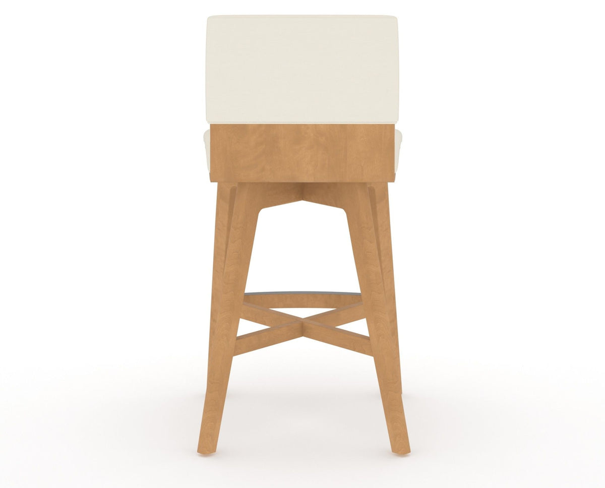Canadel Downtown Swivel Counter or Bar Stool 8142 in YJ Faux Leather and 20 Caramel Washed, back view