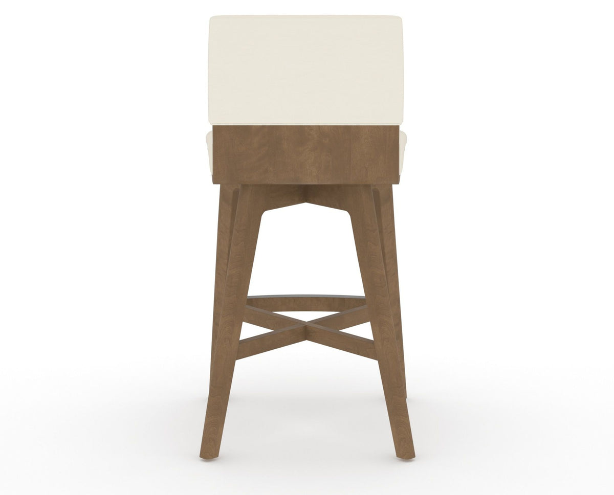 Canadel Downtown Swivel Counter or Bar Stool 8142 in YJ Faux Leather and 25 Pecan Washed, back view