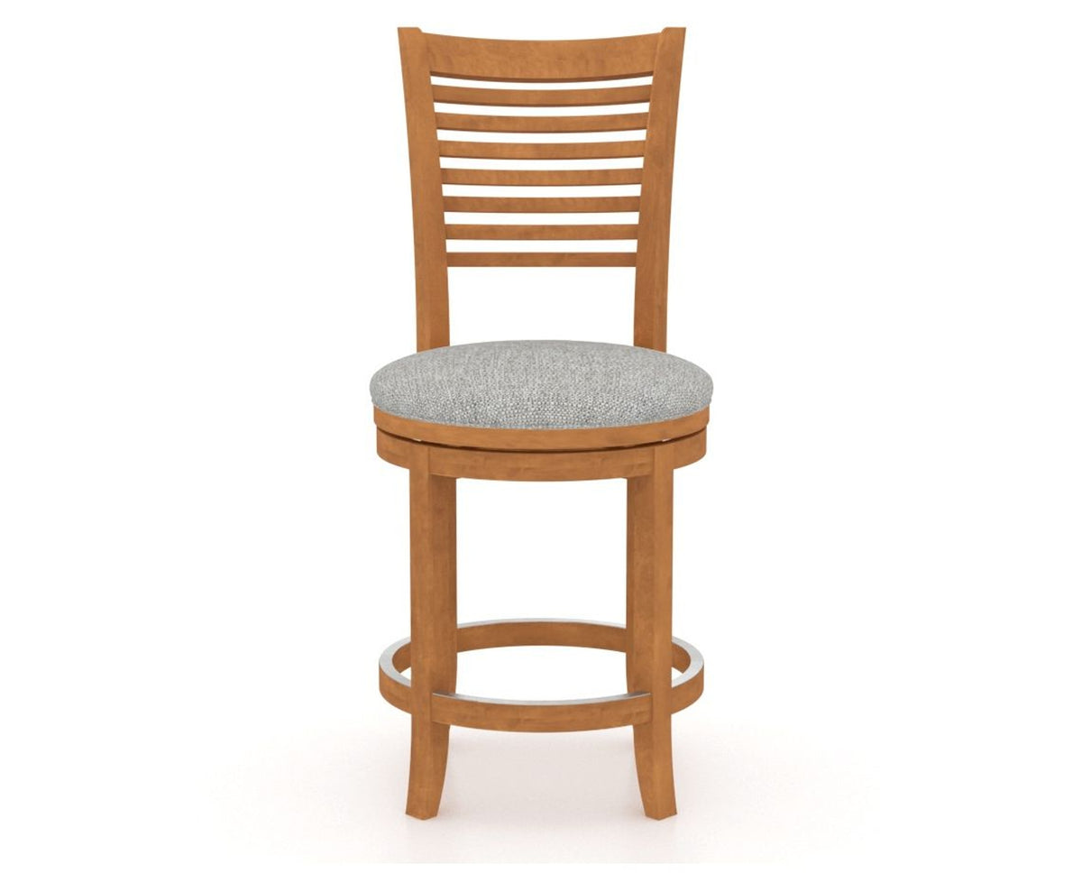 Canadel Upholstered Counter Stool 8229 in 7C Fabric and 01 Honey Washed and Swivel Base, front view