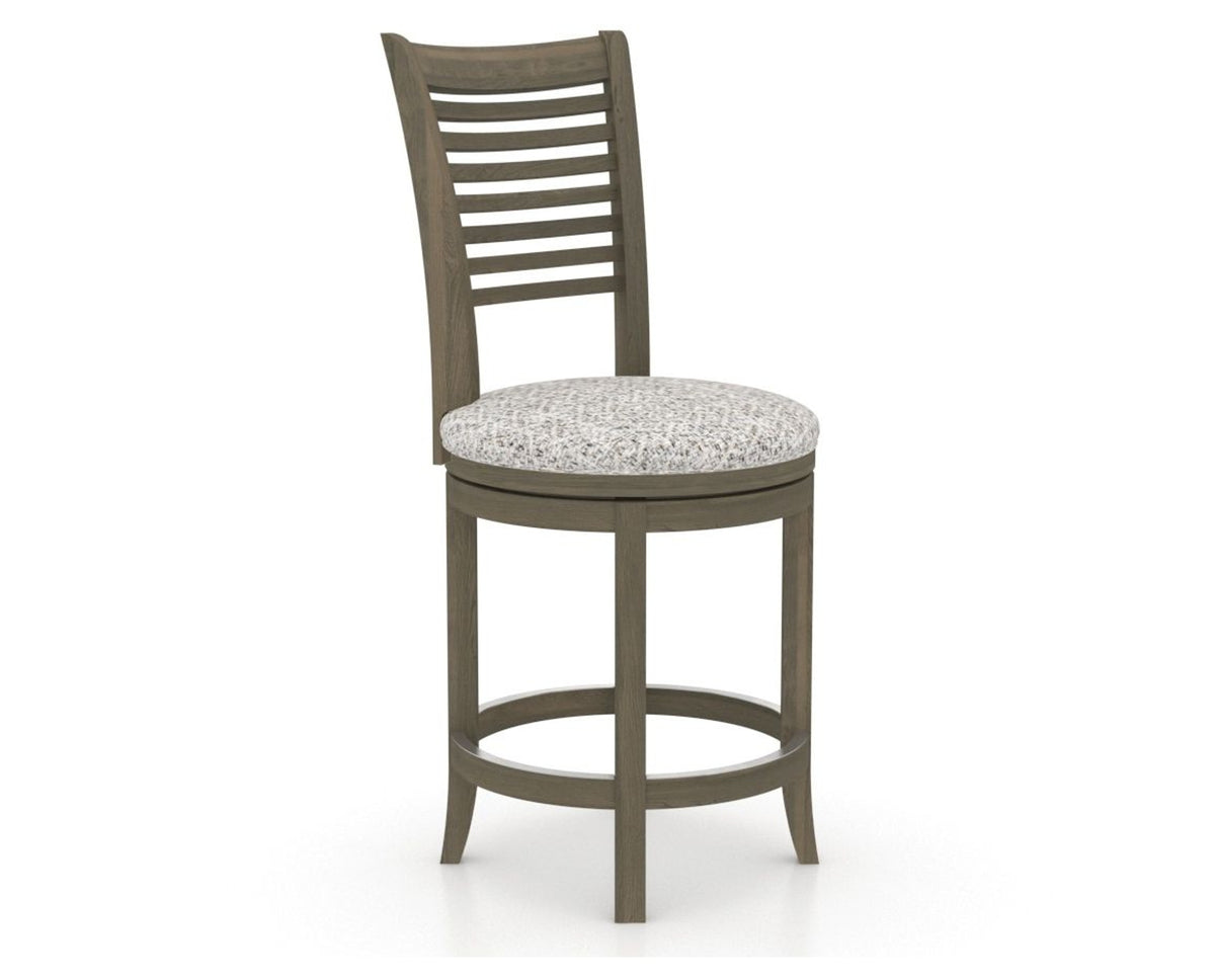 Canadel Upholstered Counter Stool 8229 in FP Crypton® and 08 Shadow and Swivel Base, three-quarter view