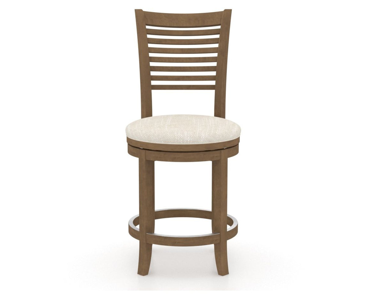 Canadel Upholstered Counter Stool 8229 in FT InsideOut® and 25 Pecan Washed and Swivel Base, front view