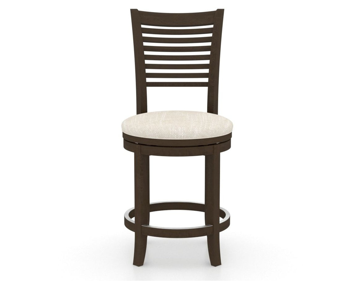 Canadel Upholstered Counter Stool 8229 in FT InsideOut® and 29 Hazelnut Washed and Swivel Base, front view