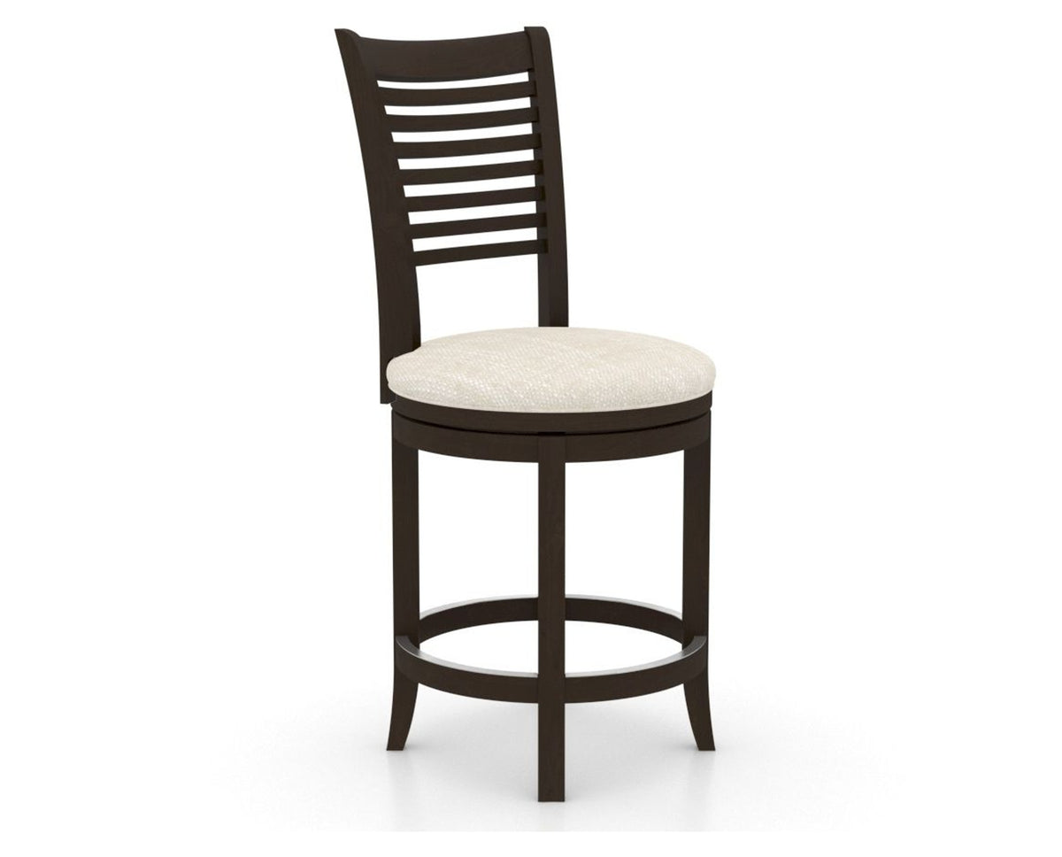Canadel Upholstered Counter Stool 8229 in FT InsideOut® and 59 Davy's Grey and Swivel Base, three-quarter view