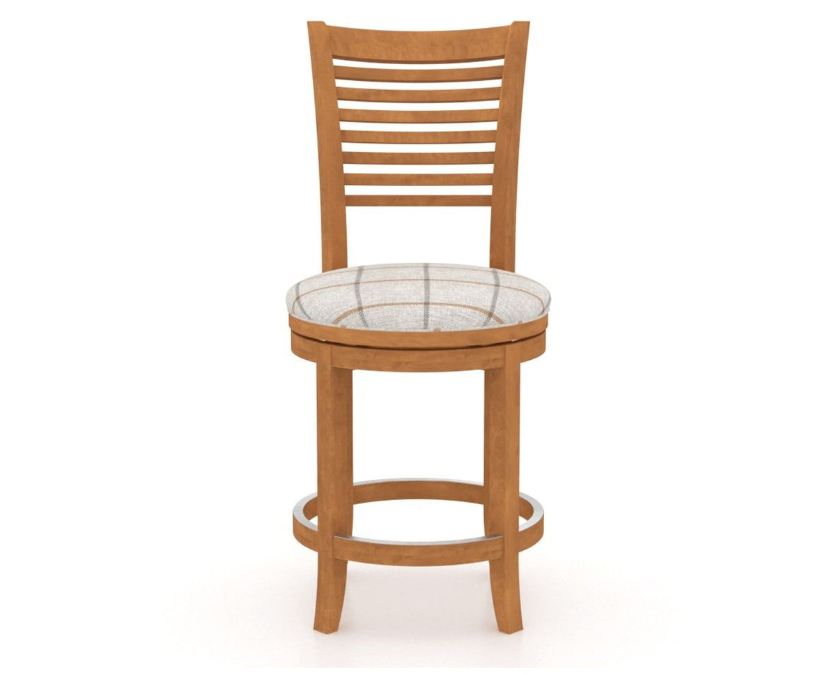 Canadel Upholstered Counter Stool 8229 in OZ Fabric and 01 Honey Washed and Swivel Base, front view