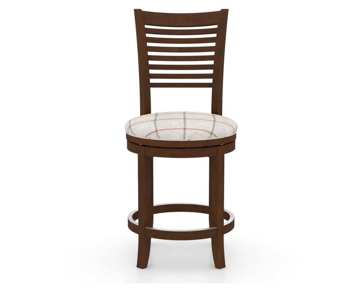 Canadel Upholstered Counter Stool 8229 in OZ Fabric and 19 Cognac Washed and Swivel Base, front view