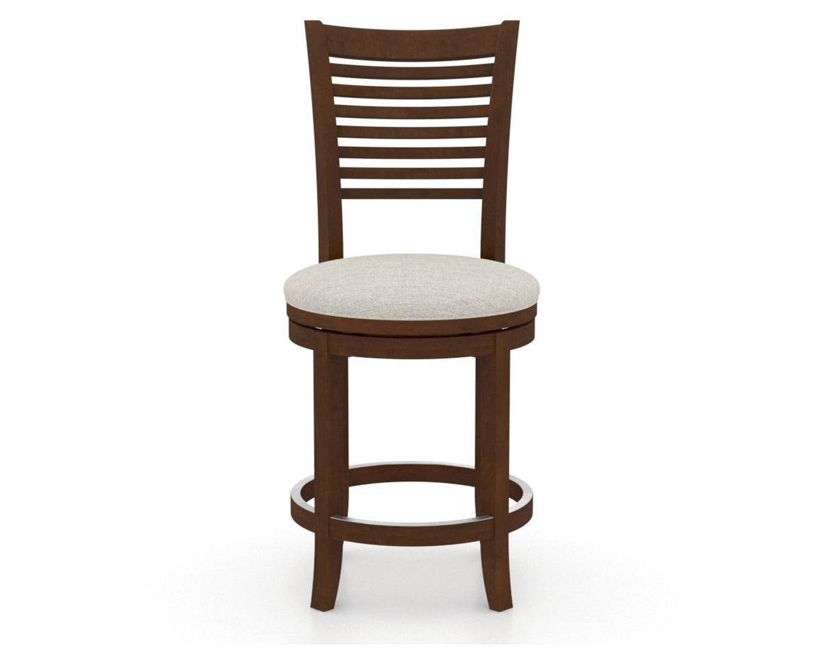 Canadel Upholstered Counter Stool 8229 in TB Fabric and 19 Cognac Washed and Swivel Base, front view