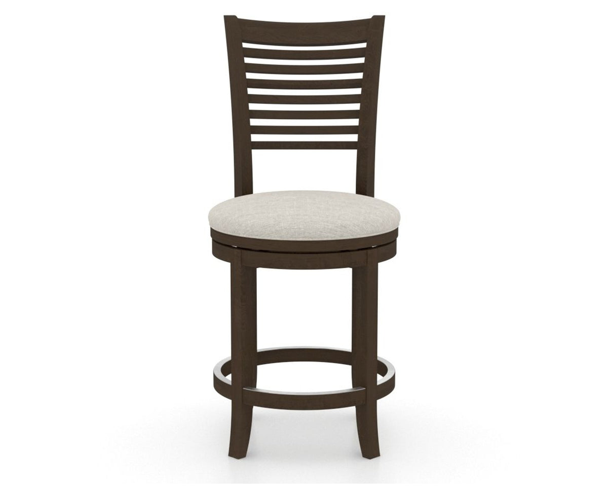 Canadel Upholstered Counter Stool 8229 in TB Fabric and 29 Hazelnut Washed and Swivel Base, front view