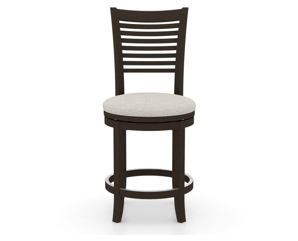 Canadel Upholstered Counter Stool 8229 in TB Fabric and 59 Davy's Grey and Swivel Base, front view