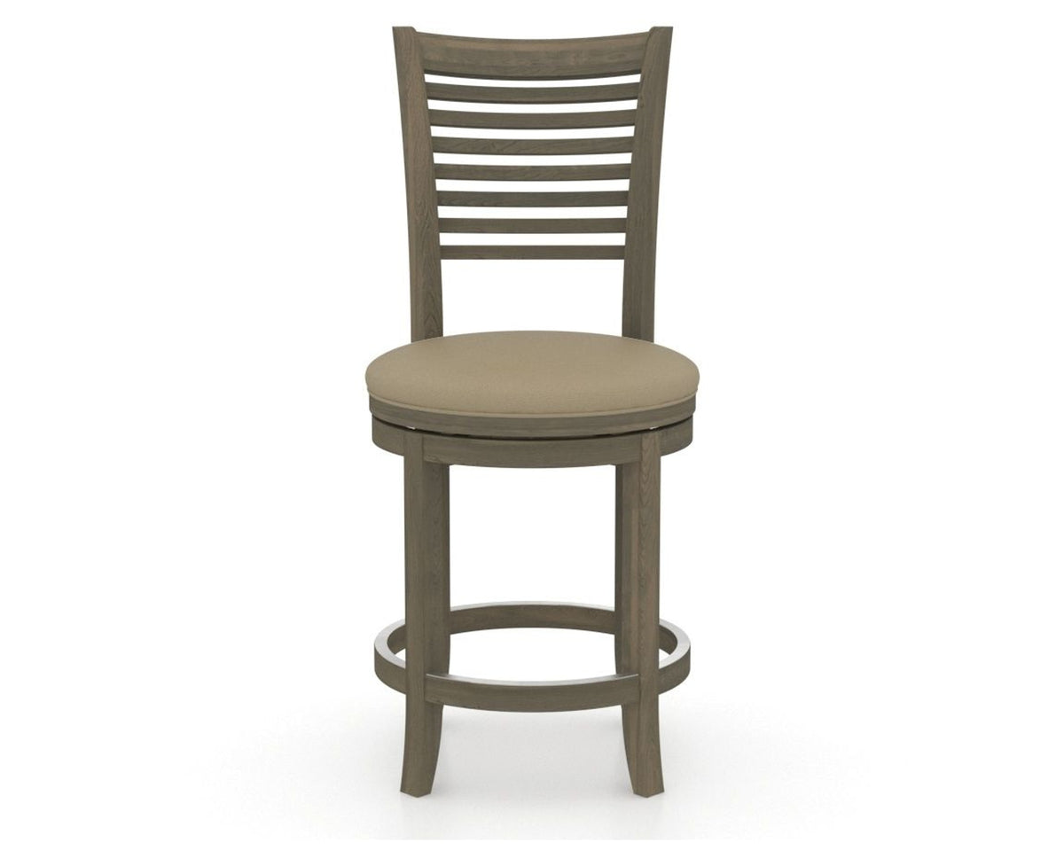 Canadel Upholstered Counter Stool 8229 in XY Faux Leather and 08 Shadow and Swivel Base, front view