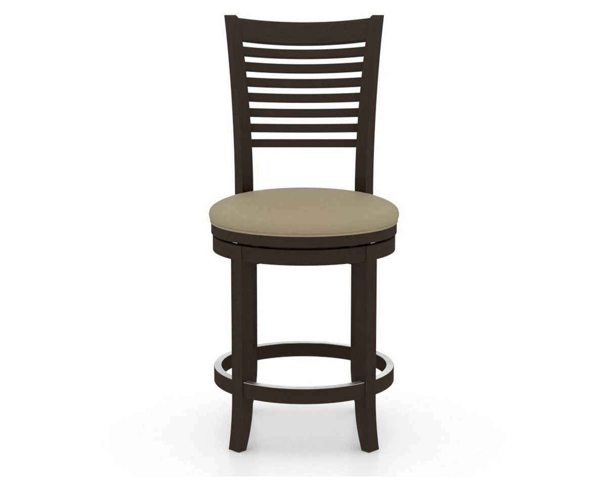 Canadel Upholstered Counter Stool 8229 in XY Faux Leather and 59 Davy's Grey and Swivel Base, front view
