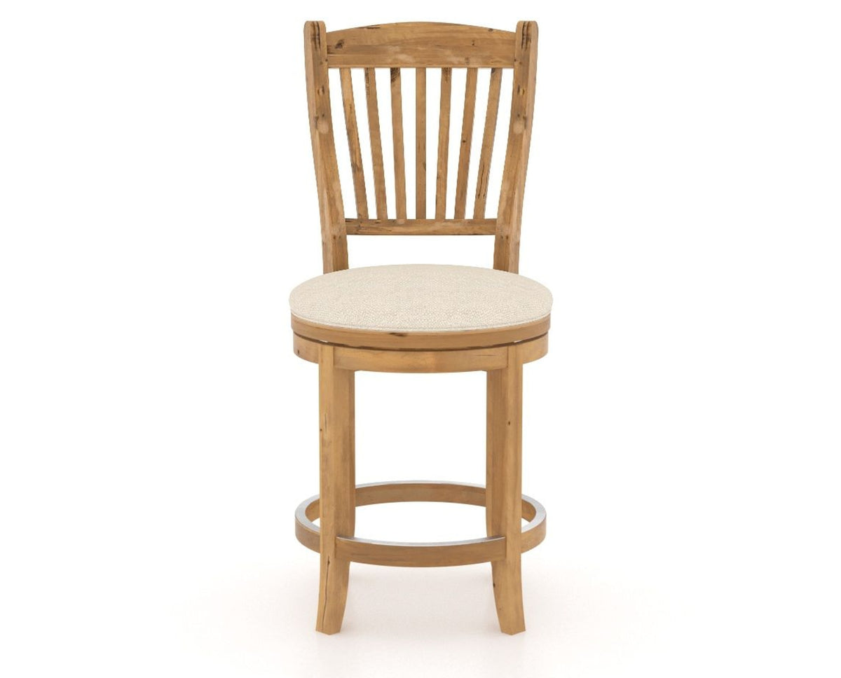 Canadel Champlain Upholstered Counter Stool 8232 in 6K Sunbrella® and 01 Honey Washed and Swivel Base, front view