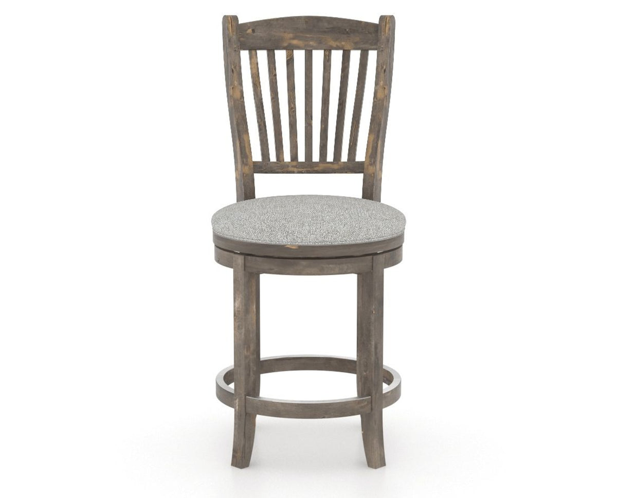 Canadel Champlain Upholstered Counter Stool 8232 in 7C Fabric and 08 Shadow and Swivel Base, front view