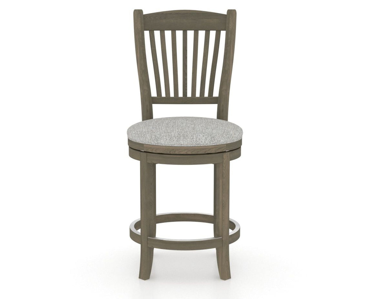 Canadel Upholstered Counter Stool 8232 in 7C Fabric and 08 Shadow and Swivel Base, front view