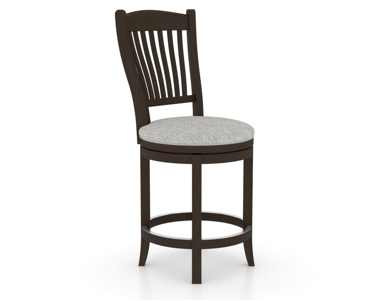 Canadel Upholstered Counter Stool 8232 in 7C Fabric and 59 Davy's Grey and Swivel Base, three-quarter view