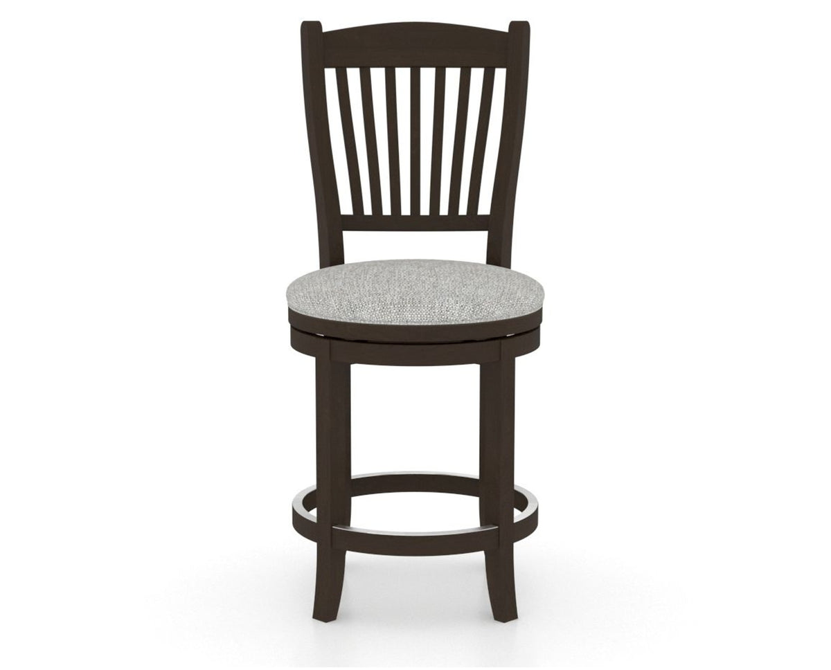 Canadel Upholstered Counter Stool 8232 in 7C Fabric and 59 Davy's Grey and Swivel Base, front view