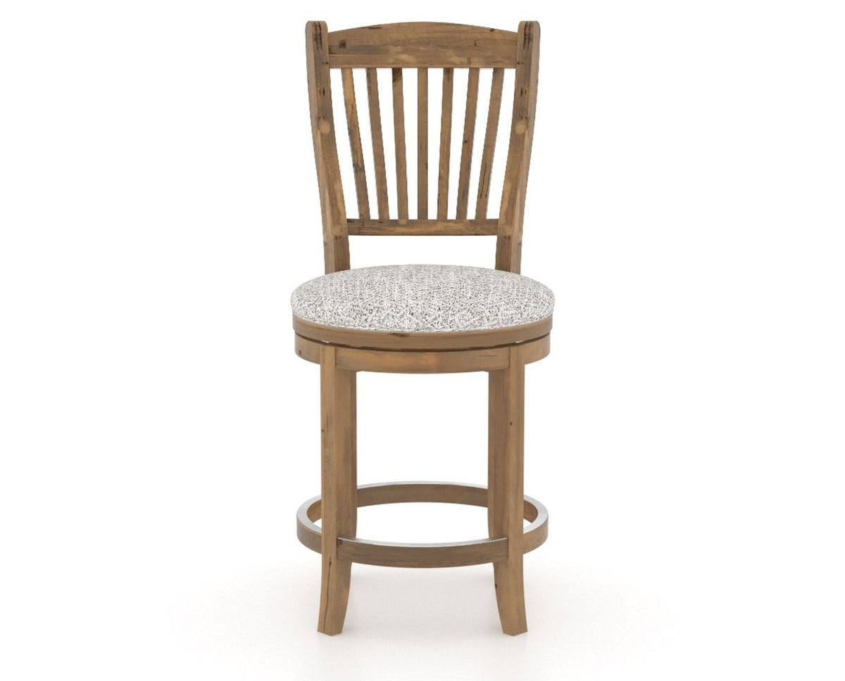 Canadel Champlain Upholstered Counter Stool 8232 in FP Crypton® and 03 Oak Washed and Swivel Base, front view