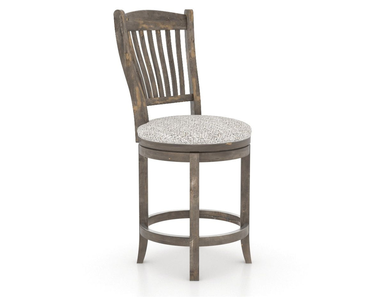 Canadel Champlain Upholstered Counter Stool 8232 in FP Crypton® and 08 Shadow and Swivel Base, three-quarter view