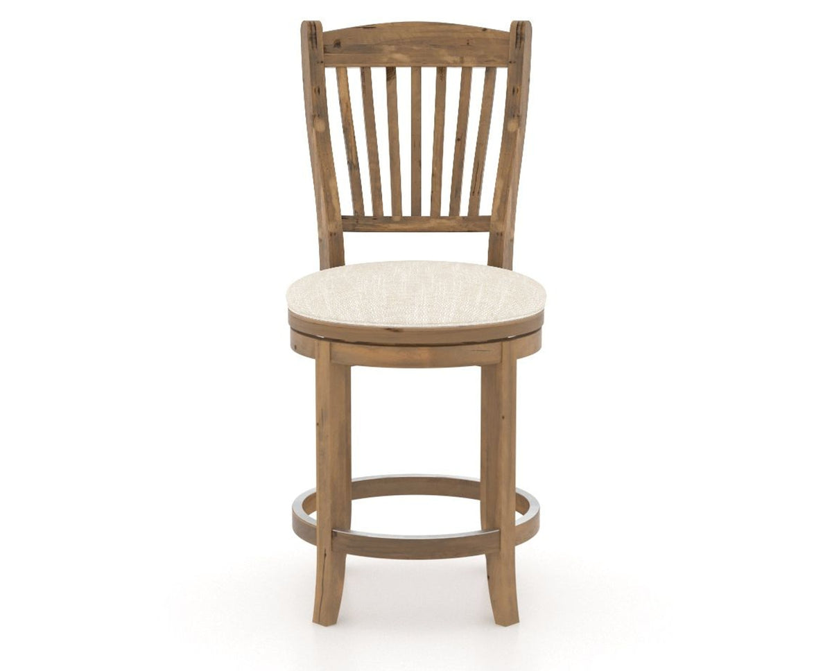 Canadel Champlain Upholstered Counter Stool 8232 in FT InsideOut® and 03 Oak Washed and Swivel Base, front view