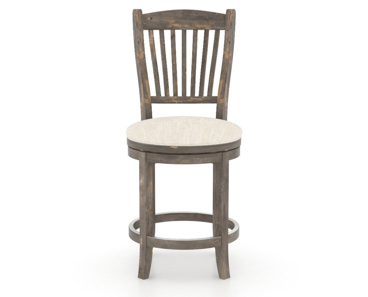 Canadel Champlain Upholstered Counter Stool 8232 in FT InsideOut® and 08 Shadow and Swivel Base, front view