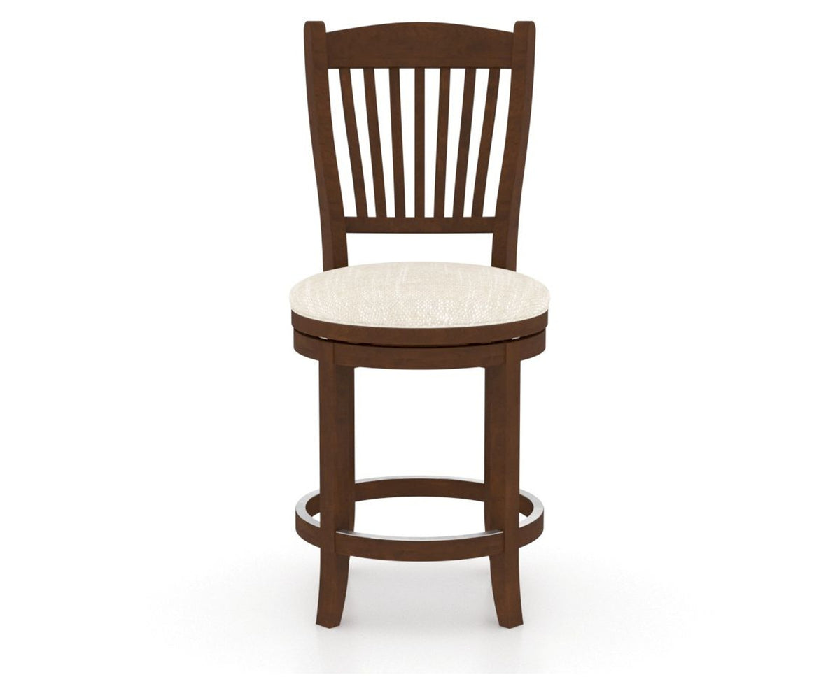 Canadel Upholstered Counter Stool 8232 in FT InsideOut® and 19 Cognac Washed and Swivel Base, front view