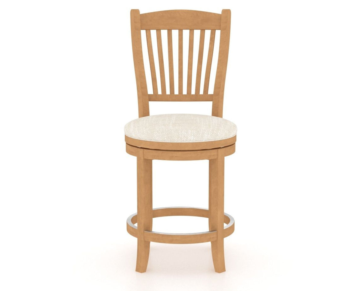 Canadel Upholstered Counter Stool 8232 in FT InsideOut® and 20 Caramel Washed and Swivel Base, front view