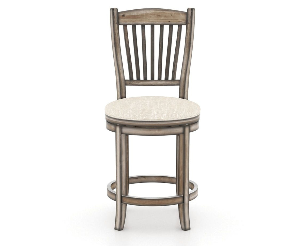 Canadel Champlain Upholstered Counter Stool 8232 in FT InsideOut® and 72 Heritage Nature and Swivel Base, front view