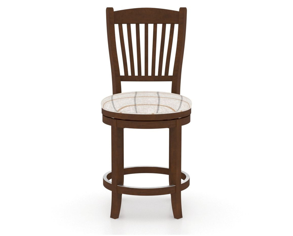 Canadel Upholstered Counter Stool 8232 in OZ Fabric and 19 Cognac Washed and Swivel Base, front view