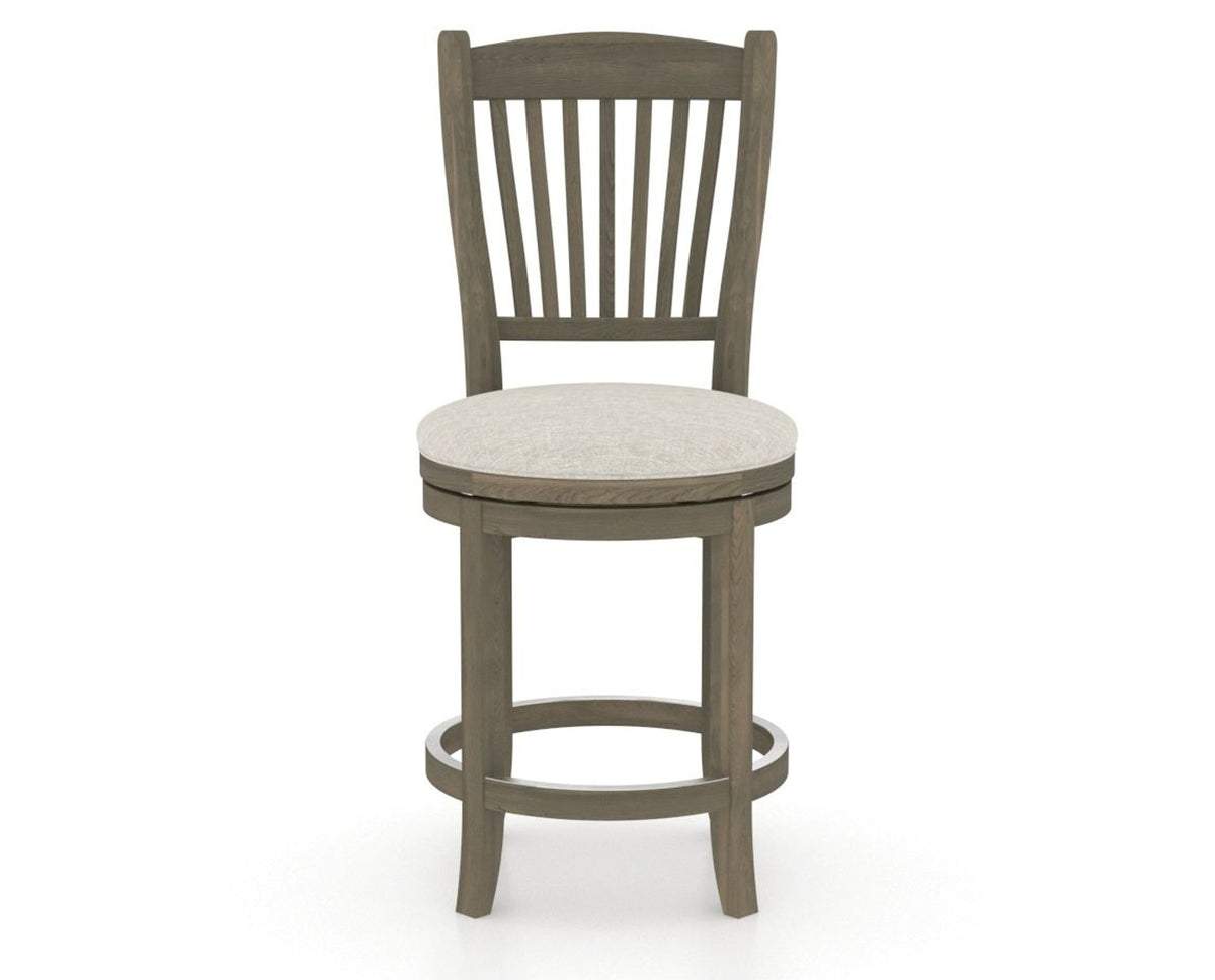 Canadel Upholstered Counter Stool 8232 in TB Fabric and 08 Shadow and Swivel Base, front view