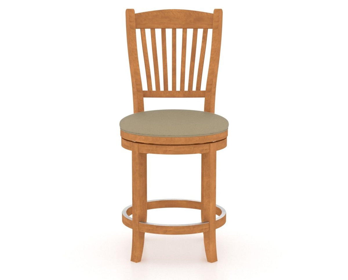 Canadel Upholstered Counter Stool 8232 in XY Faux Leather and 01 Honey Washed and Swivel Base, front view