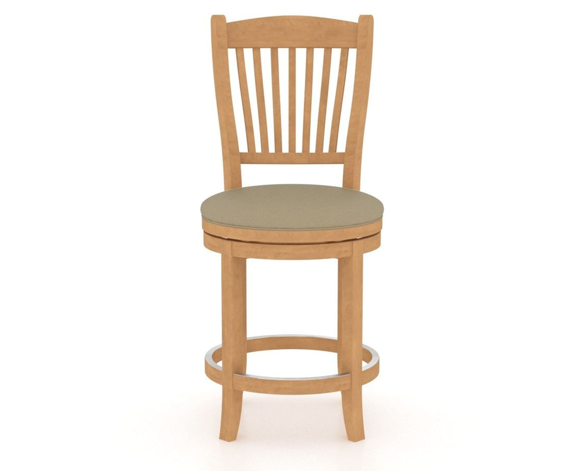 Canadel Upholstered Counter Stool 8232 in XY Faux Leather and 20 Caramel Washed and Swivel Base, front view